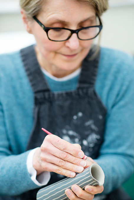Lynne Htchinson, BLH Ceramics in her workshop 2016